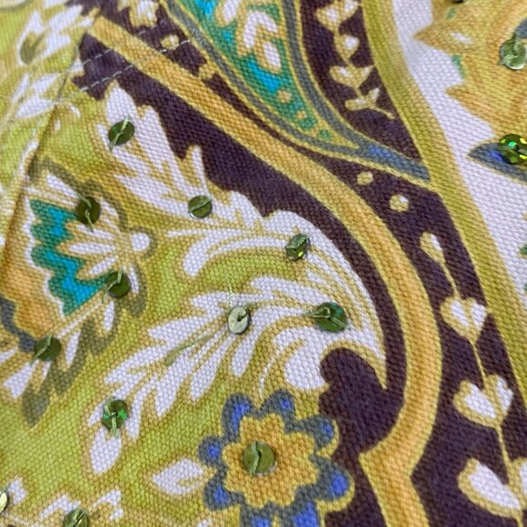 Gaudy Couture Womens Yellow Paisley Jacket with Green Sequins Size M Boho Fairy - Picture 5 of 9